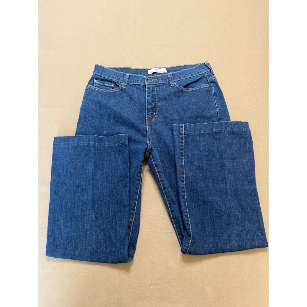 Levis 512 Bootcut Jeans Perfectly Slim‎ Dark Wash Denim Womens Size 14M Hem Legs